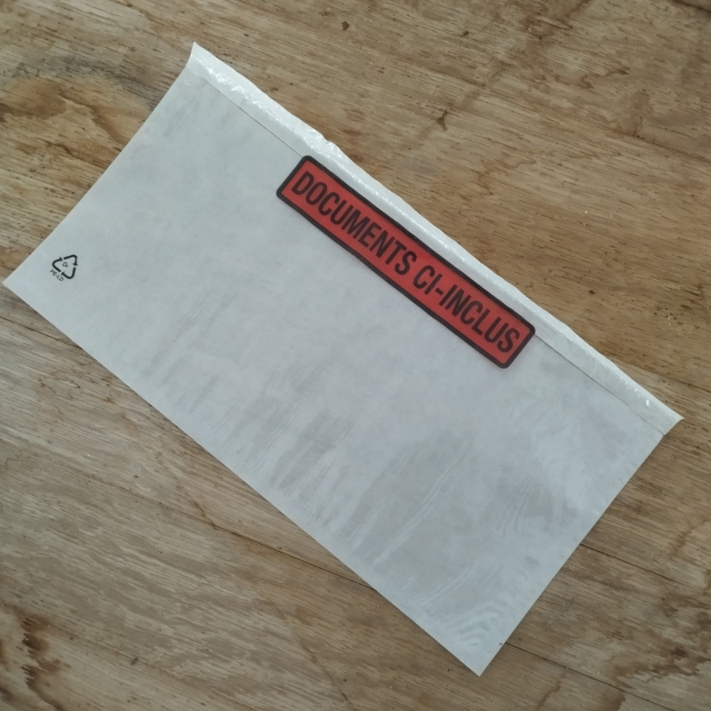 Pochette transparente "Document Inclus" - Lot de 25